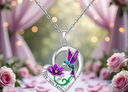 Hummingbird Necklace for Women Pendant Heart Hummingbird Necklace Jewelry