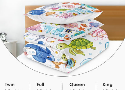 Nesphy Comforter Set of 3, Twin, Bedroom Decor Sea Turtle