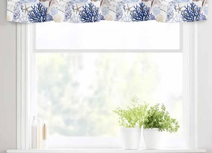 Teamery Starfish Seashell Nautical Valances, Beach Rod Pocket Bathroom Curtains, 54x18in Kitchen Valances