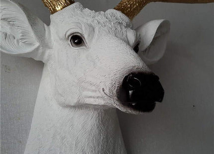 YJ Home Larger Faux Deer Head - Rustic Wall Decor Deer Antlers,Faux Taxidermy Animal Head Wall Decor - Handmade Farmhouse Decor
