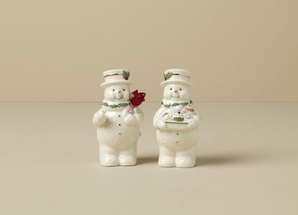 Lenox Happy Holly Christmas Snowmen Salt and Pepper Shaker Set