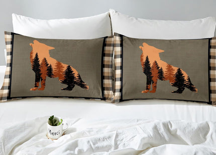 Feelyou Wolf Comforter Set for Girls Boys Kids Cute Wolf Wild Animals Comforter Room Rustic Cabin Country Bedding Set Nature Wildlife Bear Brown Duvet Set Room Decor Quilt Set Queen Size