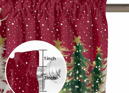 Christmas Tree Valance for Windows Pine Tree Curtains Valances Golden Snowflake Valance Window Treatments Red Short Curtains for Kitchen Living Room Bedroom Bathroom Xmas Holiday Decor 60x18 Inch