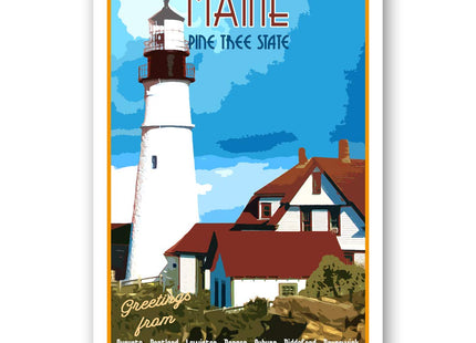 MAINE TRAVEL POSTER postcard set of 20 identical postcards. ME state vintage style travel poster post cards. Made in USA.