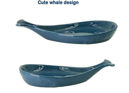Ceramic Whale Spoon Rest - Fish Spoon Rest for Stove Top (Navy Blue)