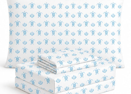 Where The Polka Dots Roam Seashells and Turtles Sheets QueenBedding Set - Super Soft 4-Piece Coastal-Themed Bed Sheet Set for Kids & Teens – Sea Turtle & Seashell Bedding & Room Décor