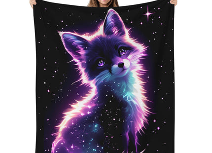 GNEW Fox Blanket for Girls, Cute Galaxy Fox Throw Blankets, Kawaii Fox Gifts for Girls Boys Kids Baby, Fox Lovers Gifts Blanket, Cute Fox Decor, Purple Black Hot Pink Sparkle Starry Stars,80"x60"