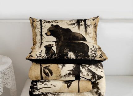 Feelyou Bear Comforter Set Queen Size Rustic Bedding Set for Kids Boys