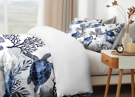 Boewywh Full Comforter Set, 3 Pieces Turtle Coastal Bedding, All Season