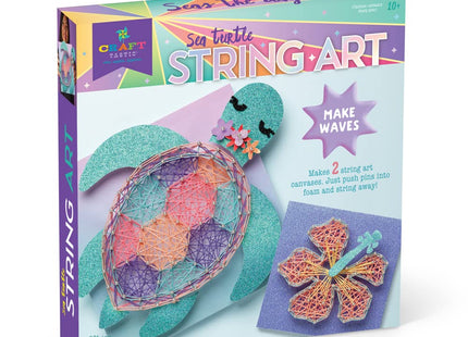 Craft-Tastic — String Art Sea Turtle for 2 Fun Craft Projects — Sea Turtle and Hibiscus Flower — Ages 10+
