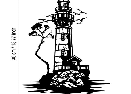 LIYOUYA Lighthouse Metal Wall Decor - Nautical Sea View Room Decor Black Wall Art Home Decor for Living Room, Bedroom, Dining Room, Porch (Black)