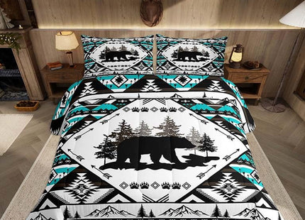 Feelyou Bear Kids Comforter Set Queen Size Cabin Bear Animals Bedding Set