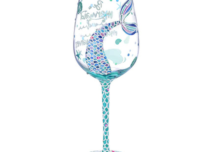 NymphFable Hand-painted Wine Glass Mermaid Sayings Artisan Painted 15oz Personalised Gift for Girls Women