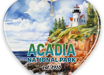 Majestic Acadia National Park Artwork Ornament, Travel Souvenir (Heart)