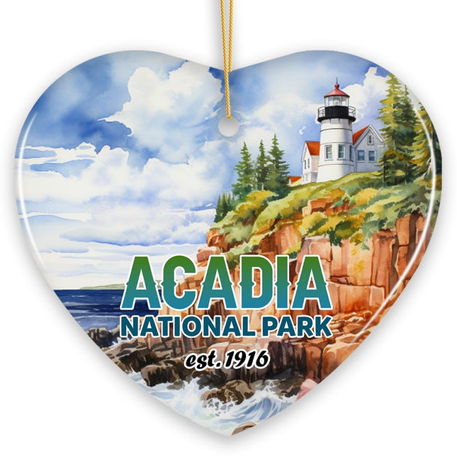 Majestic Acadia National Park Artwork Ornament, Travel Souvenir (Heart)