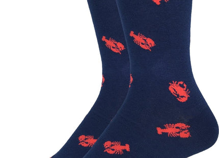 Good Luck Sock Men's Lobsters & Crabs Crew Socks,Large (Shoe size 7-12),Blue