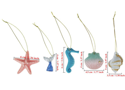 LJY 36 Hanging Resin Coastal Ornaments, 5 Shapes, Multicolor