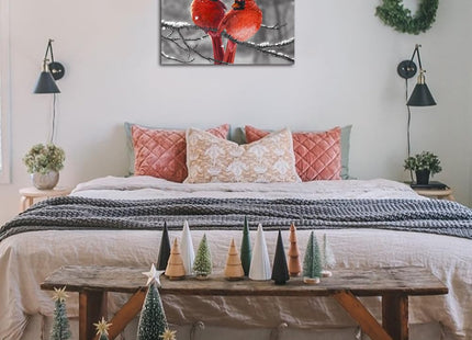 Cardinal Wall Art Red Bird Canvas Prints Cardinal Painting Picture Stretched and Framed for Holiday Decor 12x16inch