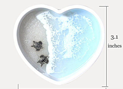 Handmade Resin Ring Dish, Beach Themed Trinket Dish with Couple Sea Turtles
