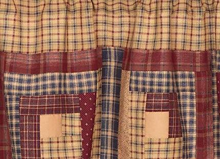 VHC Brands Millsboro Window Curtain, Valance Log Cabin Block Border, Tan, 16x72