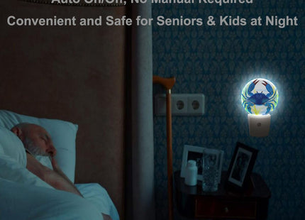 Uanvaha Blue Crab Night Light Shellfish Sea Grass Night Lights Plug into Wall 0.5W LED Lighting Auto on/Off for Hallway Stairway Kitchen Home Decor