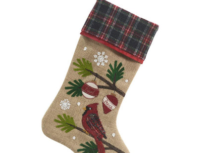 Comfy Hour Joyful Holiday Collection Stocking (Christmas Winter Cardinal with Pine Tree)