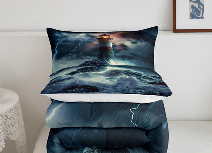 Feelyou Ocean Lighthouse Bedding Set King Size for Kids Teens