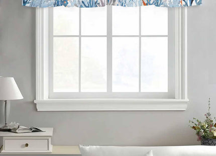 Sea Turtle kitchen Valance Curtain,Ocean Coral Rod Pocket Curtain Valances,Blue Gradient Short Curtains Summer Nautical Coastal Valance Window Valance for Living Room Bathroom Bedroom 54x18in