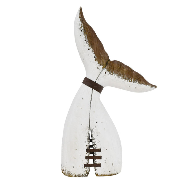 Wovorins Rustic Wood Whale Tail Decor - Nautical Tabletop Decoration for Home & Beach Themed Coastal Decor
