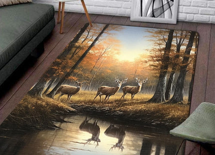 SATIGI Deer Area Rug - Non Slip, Camo Deer Pattern, Memory Foam, Anti-Skid, Perfect for Home, Durable for Men