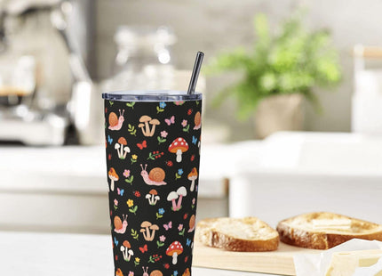 Yobvec Mushroom Tumbler with Lid and Straw, 20 Oz Stainless Steel Cups Insulated Water Bottle Coffee Mug Mushroom Gifts