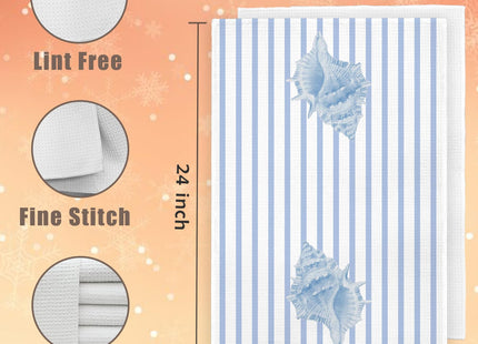 WUCHJ Blue Conch Shell Beach Kitchen Towels, Coastal Nautical Seashell Hand Towels for Bathroom, Conch Shell Decor, Beachy Ocean Sea Decorative Dish Tea Towel, 16x24 Inch
