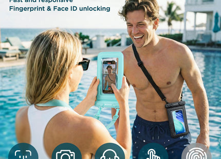 CACOE Floatable Waterproof Phone Pouch 2 Pack Up to 9.0", Black+Green