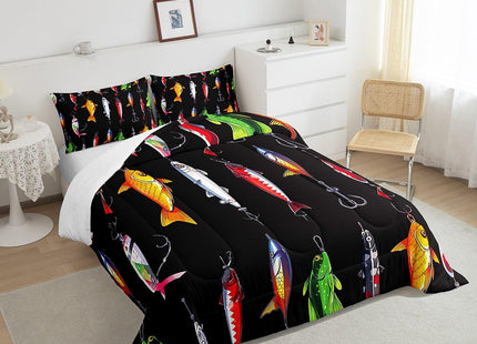 Erosebridal Fishing Comforter Set Fish Hunting Bedding Colorful Fish King
