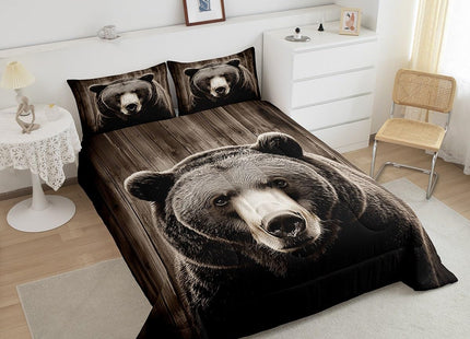 Erosebridal 3D Grizzly Bear Bedding Set Vintage Brown Bear Comforter Set