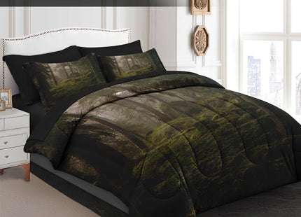 Pamnest Queen Comforter Set with Sheets, 7 Pieces Tree Forest Bedding