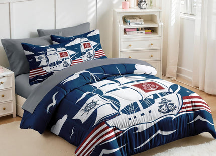 Nesker Twin Comforter Set with Sheets, 5 Pieces Nautical Anchor Bedding
