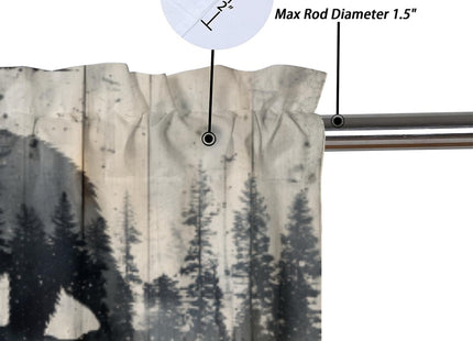 DFGJESLA Rustic Bear Deer Kitchen Valance Curtains Country Cabin Lodge Wild Animals Forest Hunting Rod Pocket Valances for Bedroom Living Room Dining Room, 54 x 18 in