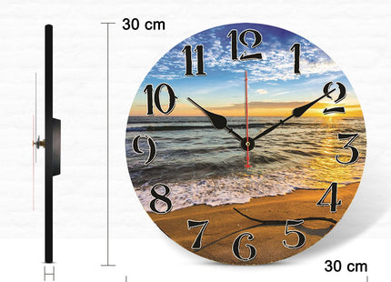TAHEAT 12 Inch Beach Sea Wall Clock, Modern Nautical Bathroom Decor, Decorative Battery Operated Silent Non Ticking Wall Clocks for Living Room Kitchen Bedroom Office