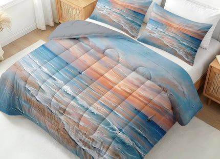 Nesker Twin Comforter Set, 2 Pieces Ocean Beach Bedding, All Season