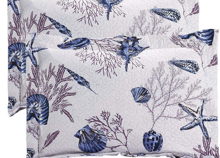 Twin Size Quilt Set Beach Quilt Bedding Twin Quilts Bedspread Coverlet Coastal Ocean Bedding Summer Lightweight Reversible Quilt Beach Bed Spread Coverlet Starfish Conch Shell Home Decor Blue