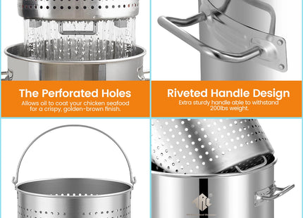 ARC 52QT Stainless Steel Stockpot for Crab Seafood Boiler w/Basket, 13Gal
