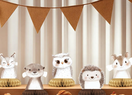 Woodland Baby Shower Centerpieces – 12 PCS Honeycomb Table Decorations, Forest Animal Baby Shower, Rustic Woodland Creatures Party Supplies