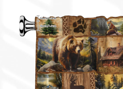 Giwawa Bear Deer Fox Kitchen Curtain Valance Rustic Cabin Lodge Blackout Rod Pocket Decorative Curtain Topper for Living Room Bedroom, 54" x 18"