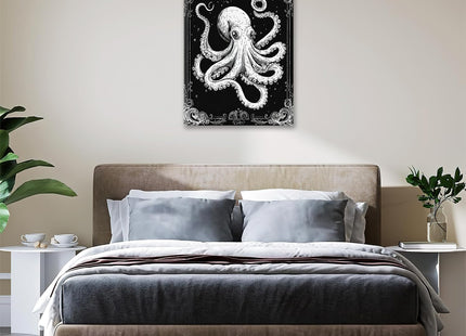 Octopus Canvas Wall Art Nautical Pictures Ocean Animal Painting Coastal Prints Octopus Modern Artwork for Bathroom Living Room Bedroom Office Framed Wall Decor 12"x16"