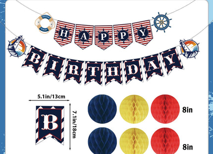 Nautical Party Decorations Cruise Nautical Birthday Decorations Cruise Boat Party Decor with Banner Balloons Hanging Swirls Honeycomb Balls
