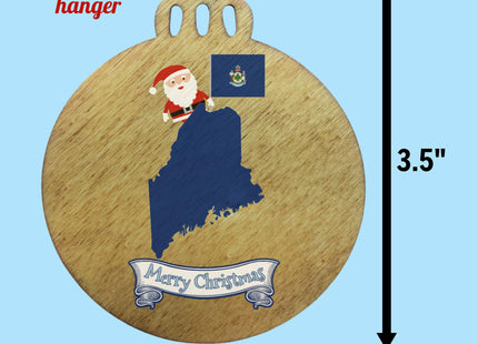 Maine Christmas Ornament - Santa Claus, State Map and Flag, 2026 Gift