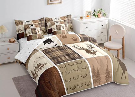 Feelyou Rustic Cabin Deer Comforter Set Queen Size Soft 7 Pieces Hunting