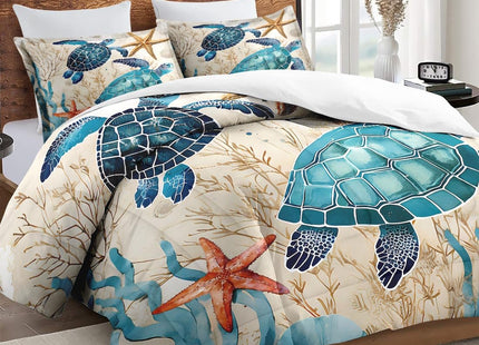 WeCozy Full Comforter Set, 3 Pieces Blue Ocean Bedding Set