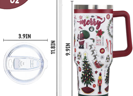 Christmas Tumbler 40oz Nutcracker Santa Reindeer Cup Winter Gift Women-1PCS